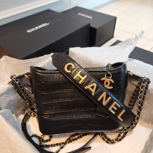 Used like new Chanel Gabrielle Croc small size Holo 28 fullset original Receipt