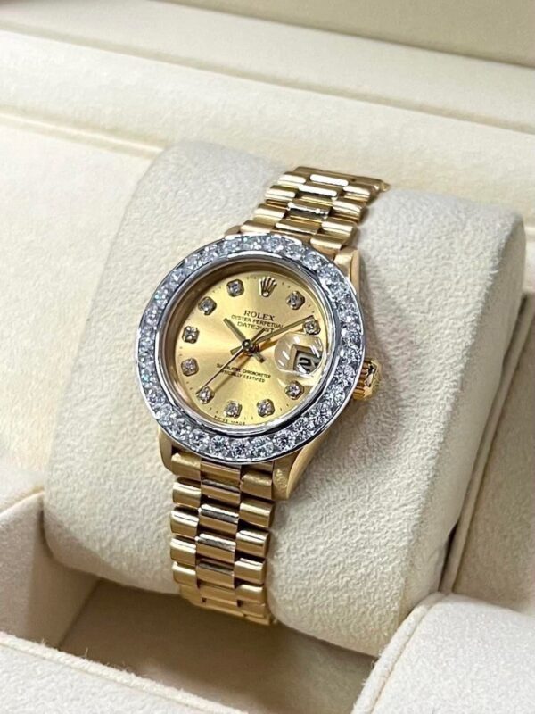 👑Used Rolex President La18K yellow gold Lady 26 mm. Ref :69178 - Image 5