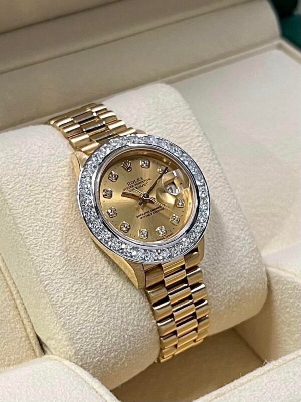 👑Used Rolex President La18K yellow gold Lady 26 mm. Ref :69178 - Image 4