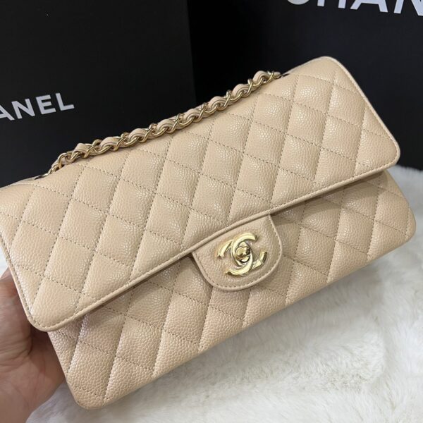 🎉🎉Used once like new Chanel Classic 10” beige caviar ghw microchip - Image 2