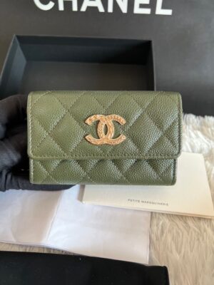 New Chanel Card Holder เขียวเหนี่ยวทรัพย์ LGhw caviar