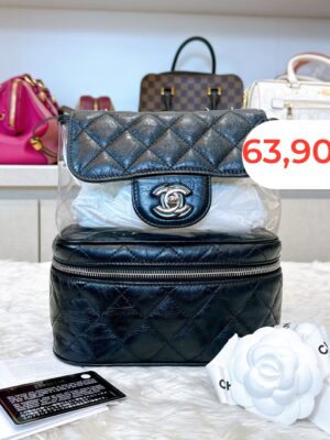 •CH ANEL• crumpled calfskin/pvc Aquarium backpack bag
