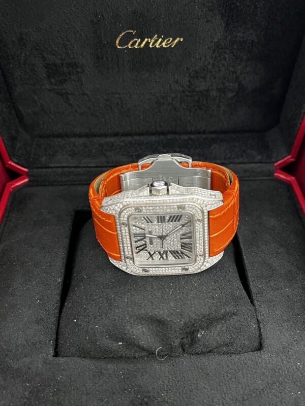 Cartier santos size mm (35 มิล) Full Diamond After - Image 4