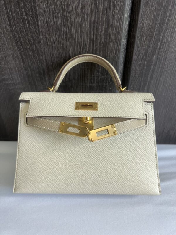Used like new Hermes Kelly 20 HSS Epsom Craie/Trench GHW #U - Image 3