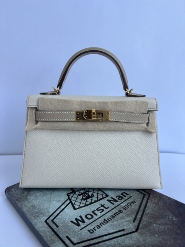 Used like new Hermes Kelly 20 HSS Epsom Craie/Trench GHW #U - Image 4