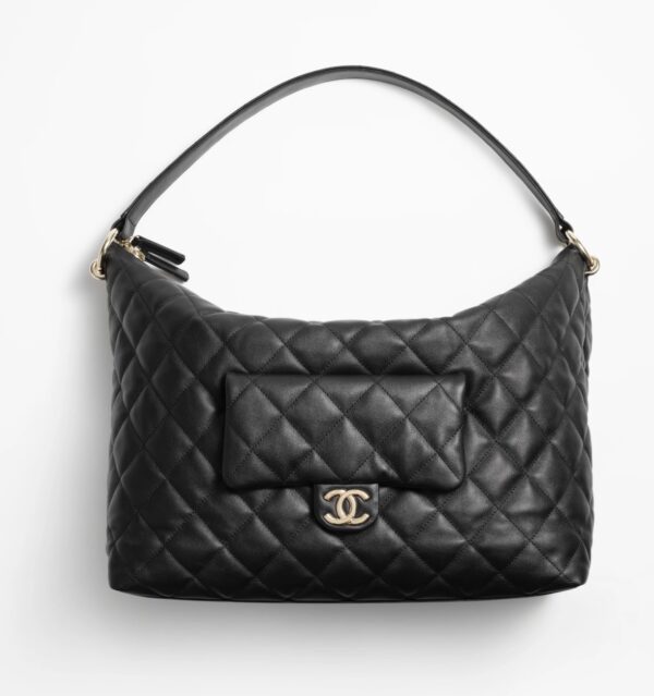 NEW!!!! CHANEL MAXI HOBO BAG Calfskin & Gold-Tone Metal Black