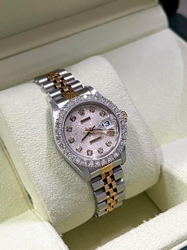 👑Used Rolex Datejust Ladysize 26 mm.Ref:69173 ✅หน้าคอมเงินหลักเพชร - Image 3