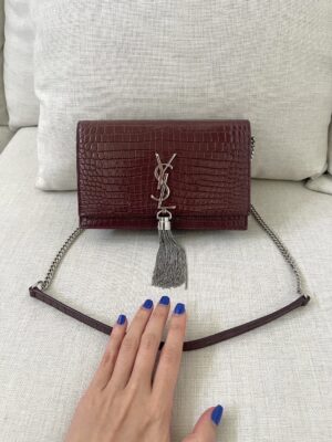sed like new YSL WOC 7.5” ปั๊ม croc แดงเบอร์กันดี ปี 2020