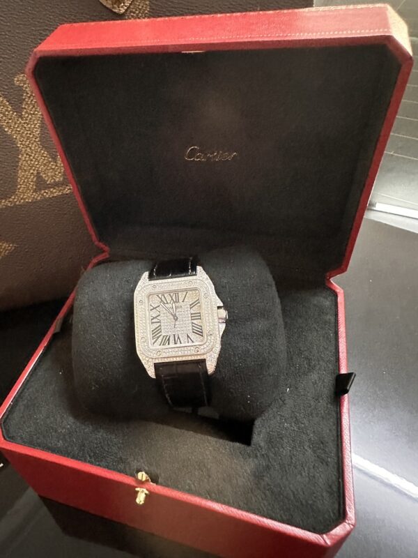 Cartier Santos 100 Full Diamonds After Size MM (35 MM.) - Image 3