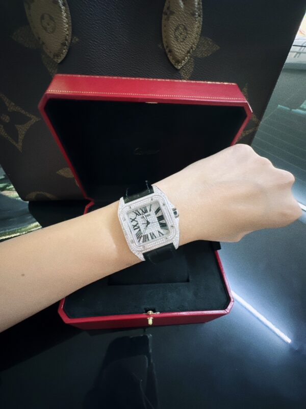 Cartier Santos 100 Full Diamonds After Size MM (35 MM.) - Image 4