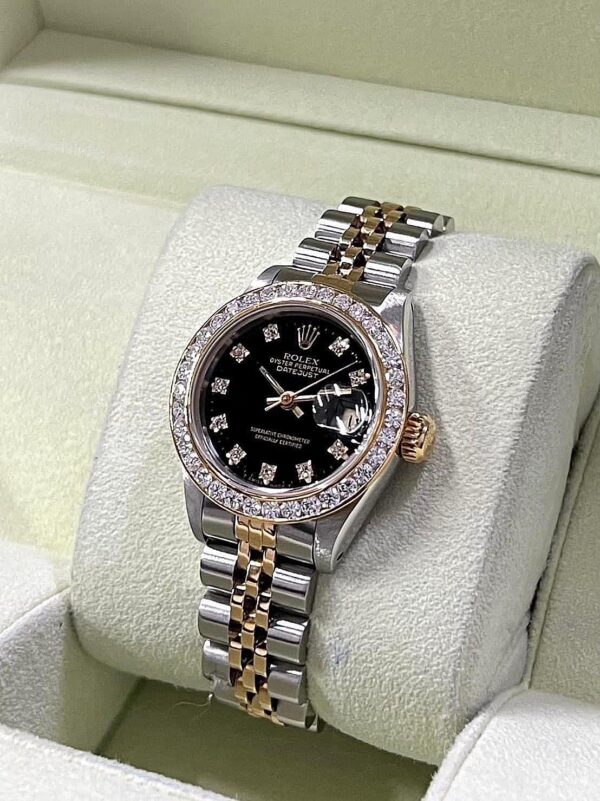 Used Rolex Datejust Lady 26 mm. ✅หน้าปัดดำ หลักเพชร - Image 3