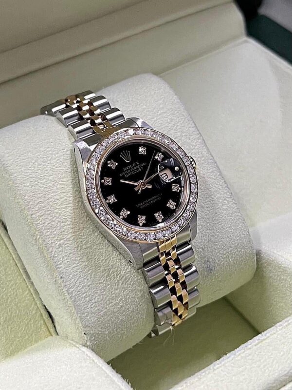 Used Rolex Datejust Lady 26 mm. ✅หน้าปัดดำ หลักเพชร - Image 4