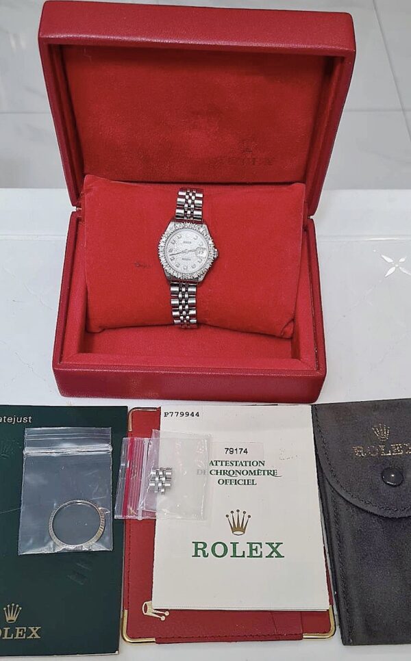 Used Rolex lady size 26 mm. ✅Series 7 ปี 2001 ✅ หน้าคอมเงินหลักเพชรใหญ่ - Image 4