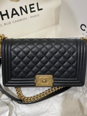 Chanel Boy 10 in black caviar ghw holo25